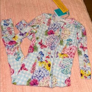 Posh peanut floral blue pink convertible zippy pjs bamboo 
NWT 18-24